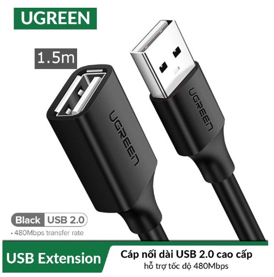 Cáp USB 2.0 nối dài 1,5m chính hãng Ugreen 10315 cao cấp